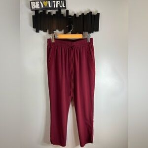 Solitaire Anthopologie Burgundy High Rise Drawstring Pants Size Small